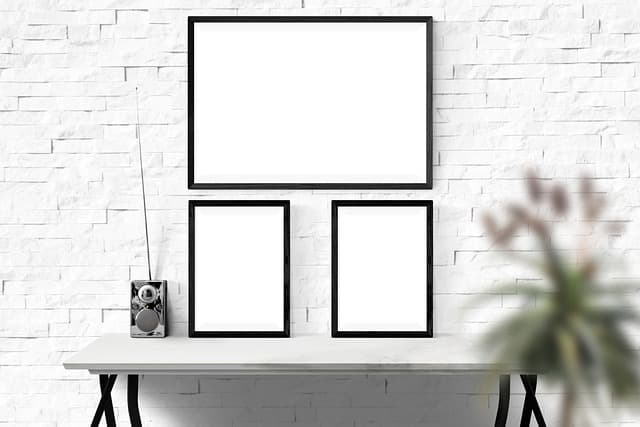 poster, mockup, wall, template, presentation, desk, portrait, decor, stock, picture, interior, photo, decoration