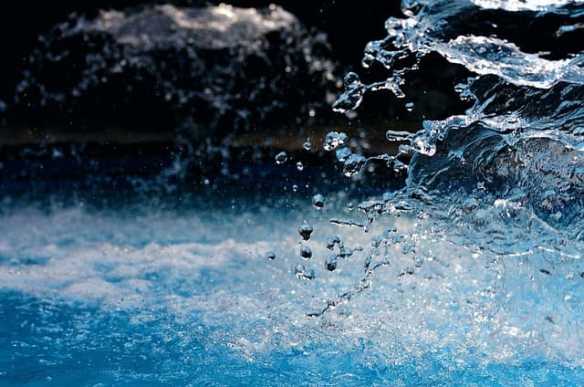 water, water jet, fountain, wet, water feature, nature, flow, close up, drops, pool of water, water fountain, splash, source, power, blue