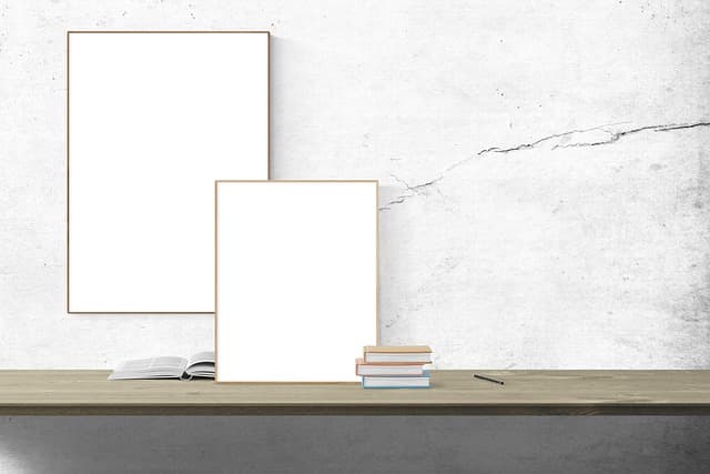 poster mockup, mockup, poster, frame, template, interior, photo, blank, space, photo frame, desk, presentation, stock, picture, wall