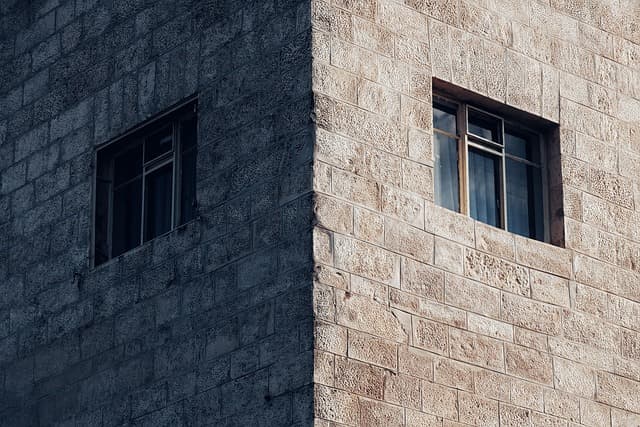 contrast, abstract, minimalism, windows, nature, stone wall, desert, israel