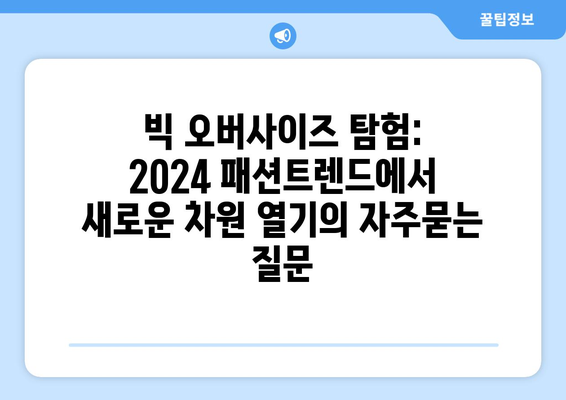 빅 오버사이즈 탐험: 2024 패션트렌드에서 새로운 차원 열기