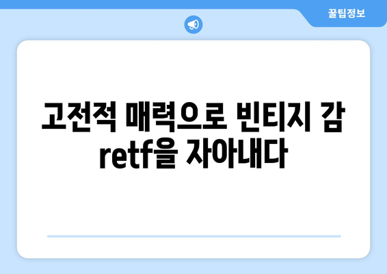 고전적 매력으로 빈티지 감 retf을 자아내다