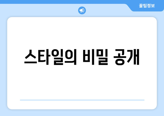 스타일의 비밀 공개