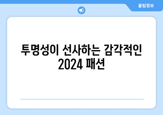 2024년 패션에서의 투명성의 감각적 탐구