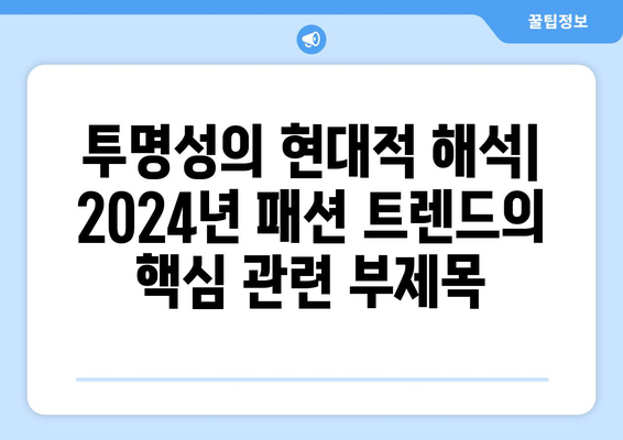 투명성의 현대적 해석: 2024년 패션 트렌드의 핵심